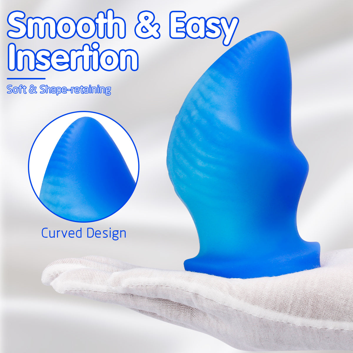 NIGHTLOOM アナルプラグ フィンテクスチャ型 吸盤付き ブルー 液体シリコン 全3サイズ Nightloom