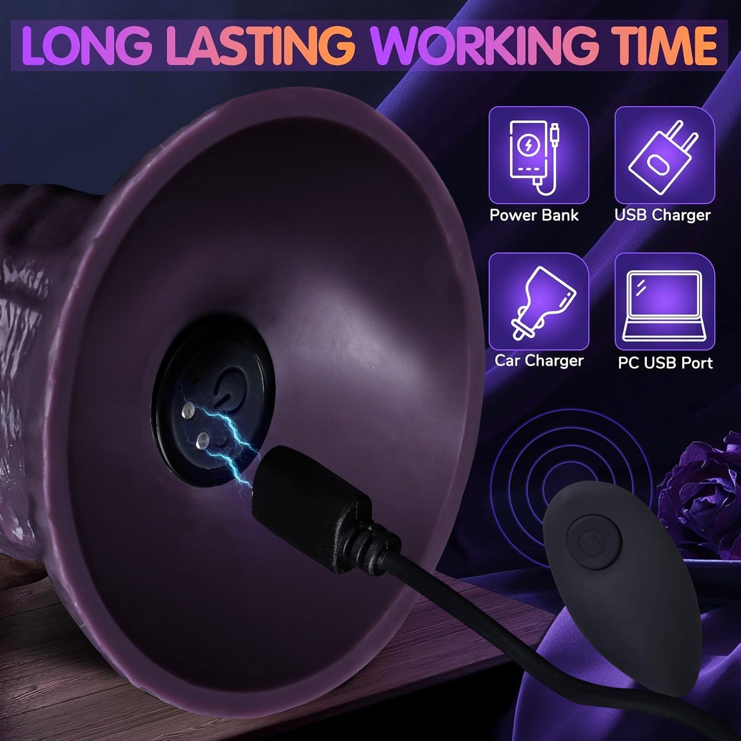 NIGHTLOOM ディルド 凹凸あり 10段階振動モード 吸盤付き 液体シリコン パープル一 - TaRiss's