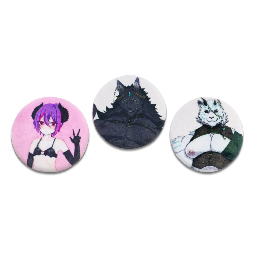 TaRiss's 3点セット 揉める缶バッジ タリスくん+ヘイアンさん+窮奇さん 6cmx6cm - TaRiss's