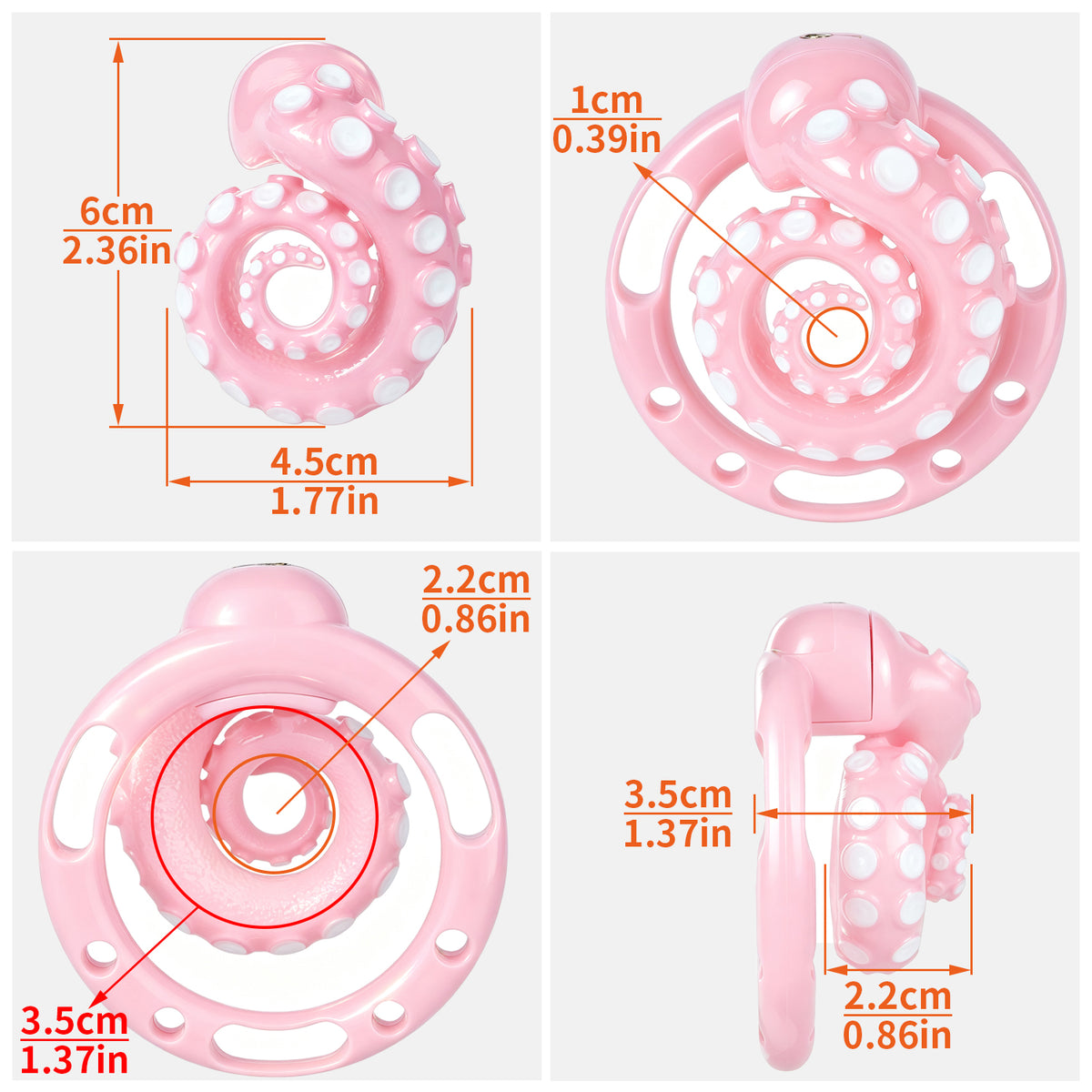 MinYn 触手形 貞操具 樹脂製品 鍵付き 男性用 SM 外出用可 ピンク色 MinYn