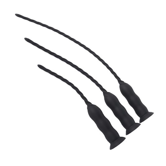 TaRiss's 尿道バイブ 尿道プラグ 10段階振動モード ネジ山形 USB充電 吸盤付き シリコン ブラック