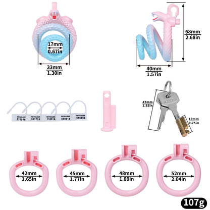 MinYn ヘビ 貞操具 樹脂製品 鍵付き 男性用 SM 外出用可