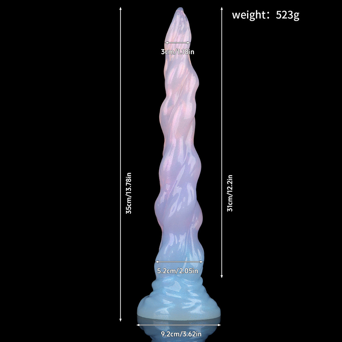 MinYn アナルプラグ 液体シリコン 吸盤付き グラデーションカラー 5.2x35cm MinYn