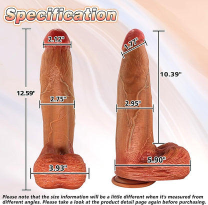 TaRiss's Silicone Realistic Dildo Anal Dildo Soft Anal Plug for Anus Expansion Sex Toy for Man Women Couple Brown 12.59 Inch