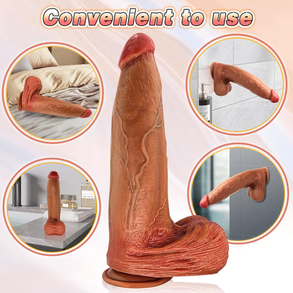 TaRiss's Silicone Realistic Dildo Anal Dildo Soft Anal Plug for Anus Expansion Sex Toy for Man Women Couple Brown 12.59 Inch