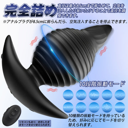 TaRiss's インフレート式アナルバイブ 10段階振動モード 最大8.5cmに膨らめる リモコンあり シリコン TaRiss's