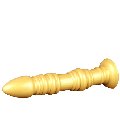 MinYn 紡錘 アナルプラグ 液体シリコン 吸盤付き ゴールド色 MinYn