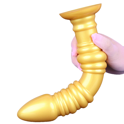 MinYn 紡錘 アナルプラグ 液体シリコン 吸盤付き ゴールド色 MinYn