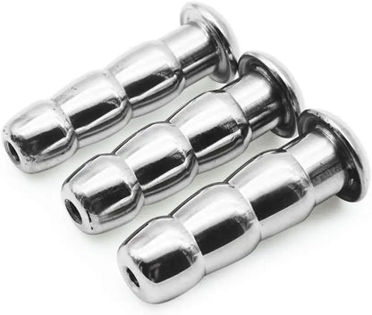 MAPARON 3点セット 通貫尿道プラグ 尿道責め 尿道拡張 3ビーズ形 金属 50mm 三つのサイズ 13mm 14mm 15mm 超上級者向け - TaRiss's