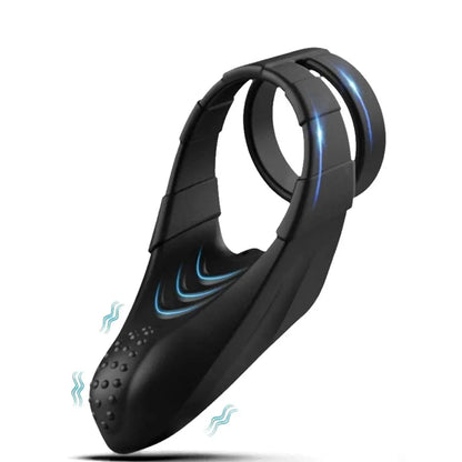 MAPARON 電動ペニスリング コックリング ダブルリング ペニス責め 10段階振動モード 多種用途 イボあり 男女共用 シリコン ブラック - TaRiss's