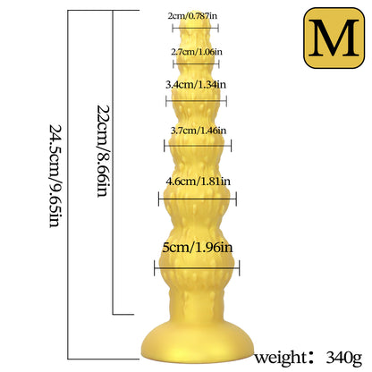 MinYn おたまじゃくし 6連結ビーズ アナルプラグ 液体シリコン 吸盤付き