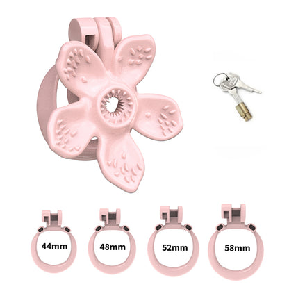 MinYn 花 貞操具 樹脂製品 鍵付き 男性用 SM 外出用可 ピンク色