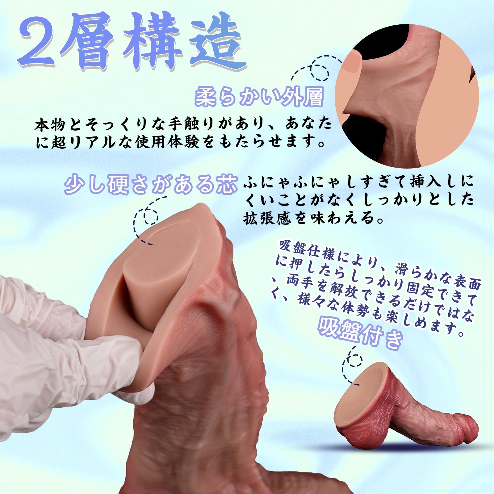 MAPARON ソロン ディルド アナルプラグ 凹凸あり 吸盤仕様 液体シリコン 2層構造 5.4x20.6cm - TaRiss's