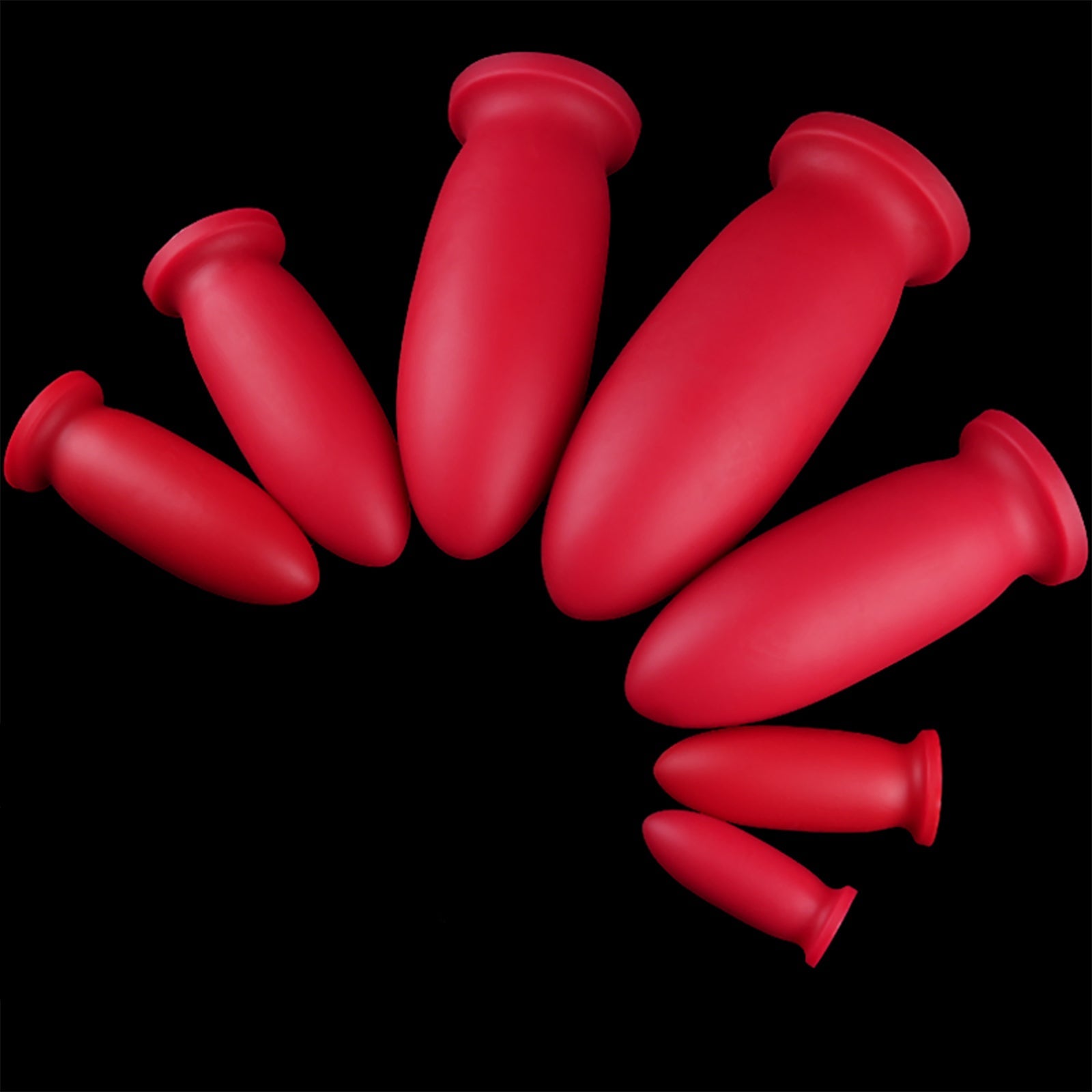 MAPARON レッド アナルプラグ 吸盤付き 液体シリコン 七つのサイズ - TaRiss's