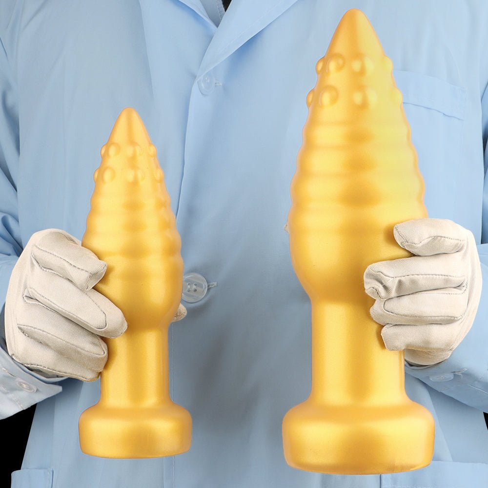 MAPARON アナルプラグ 凹凸あり 液体シリコン 吸盤付き ゴールド 三つのサイズ - TaRiss's