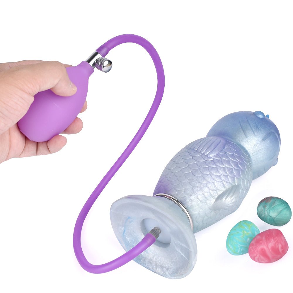 MAPARON 9点セット 魚の形 サンラン器 アナル玉5点 インフレート式 アナルプラグ 凹凸あり 台座付き 液体シリコン - TaRiss's