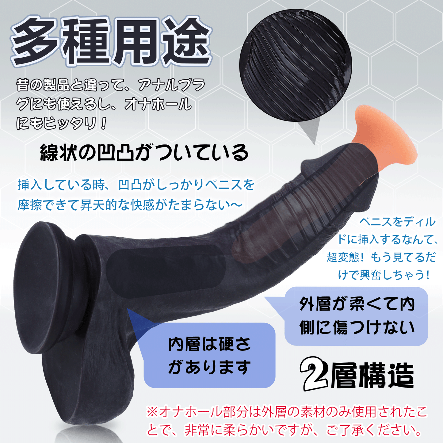 MAPARON ディルド オナホール 多用途 オナホ アナルプラグ アナル開発 Gスポット刺激 2層構造 吸盤付き TPE - TaRiss's