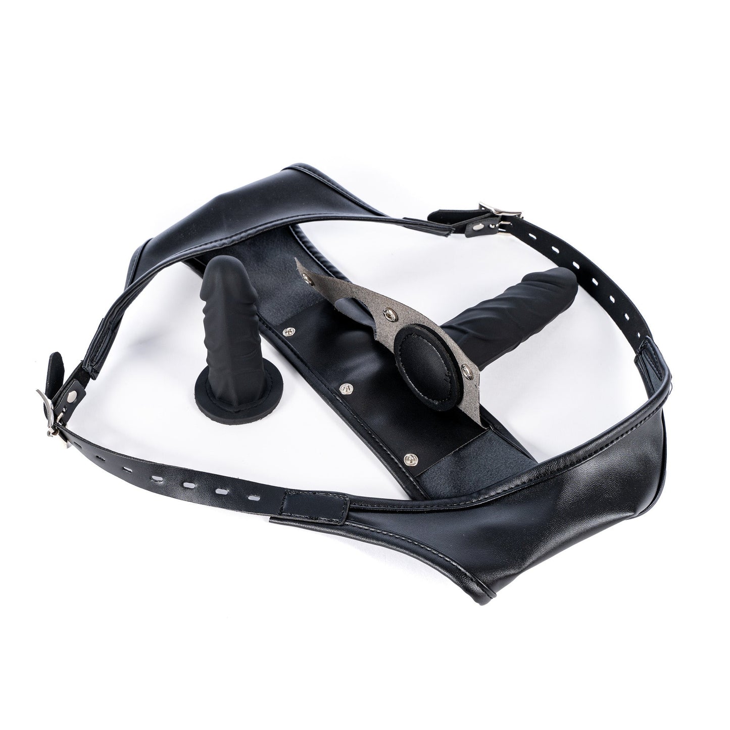 MAPARON ペニスバンド 両点責め 外出用 アナルプラグ固定用バンド 調教 調節可能 ブラック PU シリコン - TaRiss's