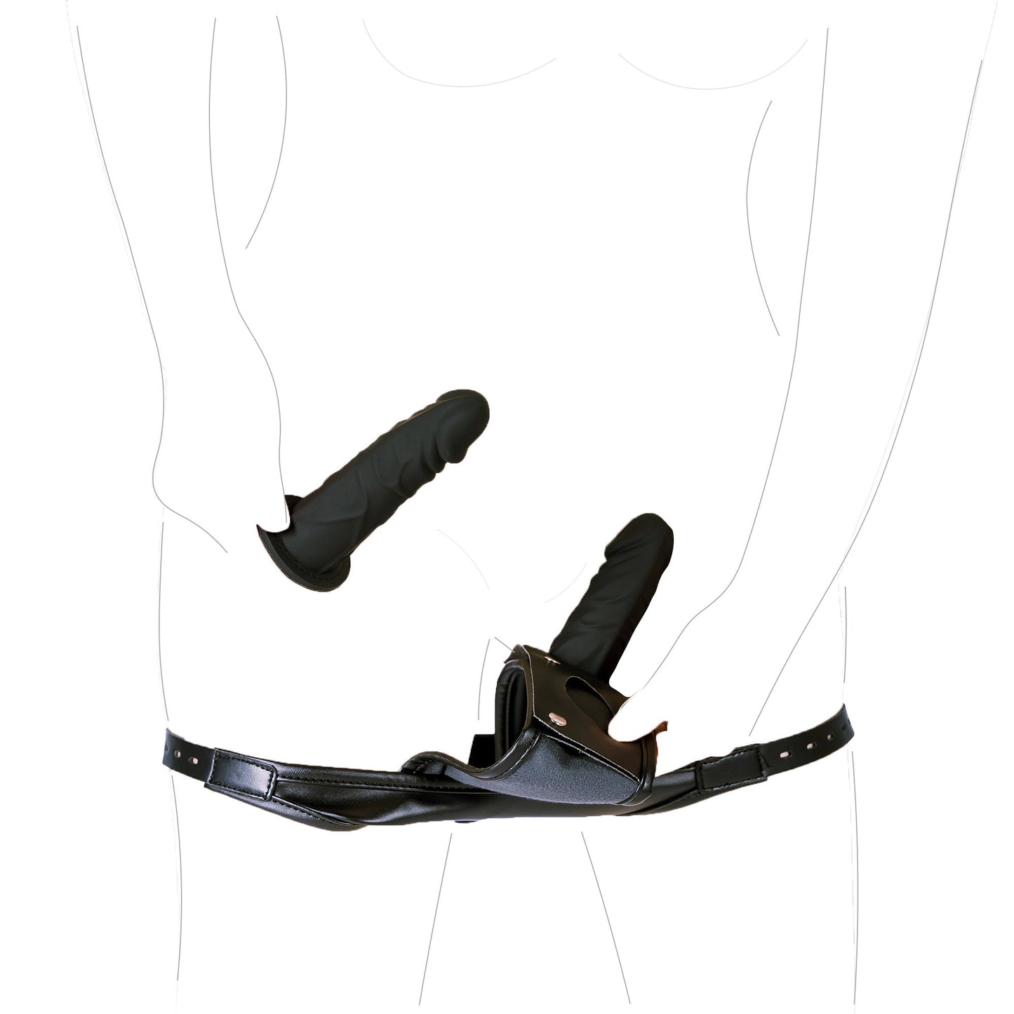 MAPARON ペニスバンド 両点責め 外出用 アナルプラグ固定用バンド 調教 調節可能 ブラック PU シリコン - TaRiss's