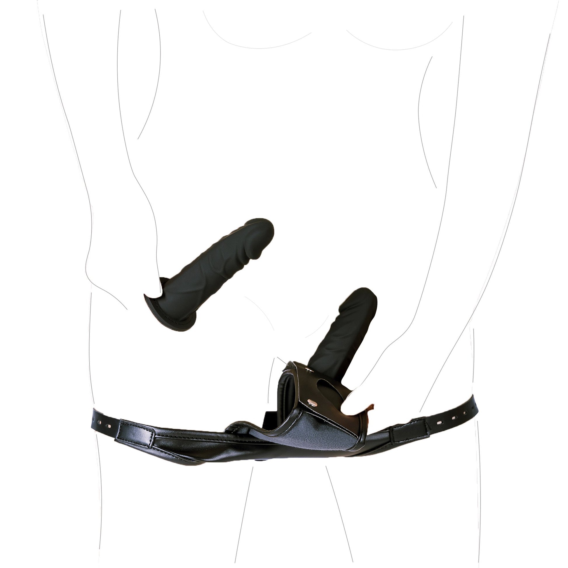 MAPARON ペニスバンド 両点責め 外出用 アナルプラグ固定用バンド 調教 調節可能 ブラック PU シリコン - TaRiss's