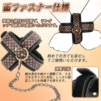 MAPARON クロス手錠 SMグッズ 手枷 PU製品 面ファスナー 簡単 - TaRiss's