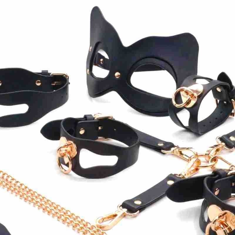 MAPARON SM拘束具 SMセット 拘束具 手枷 足枷 首輪 口枷 アイマスク 調節可能 コスプレー - TaRiss's
