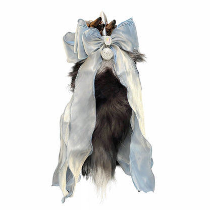 MinYn アナル尻尾 アナルプラグ キツネの毛皮 ブルー・グレー系のリボン - TaRiss's