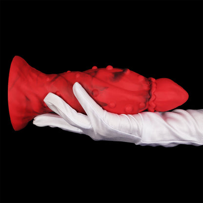 MinYn アナルプラグ 吸盤付き 凹凸あり レッド 液体シリコン - TaRiss's