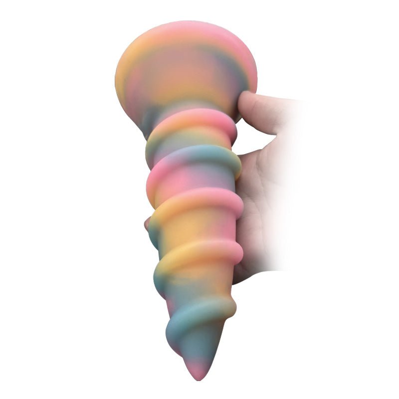 MinYn アナルプラグ ネジ山形 吸盤付き 液体シリコン 夜光仕様 三つのサイズ 「らせんの魅力」 - TaRiss's