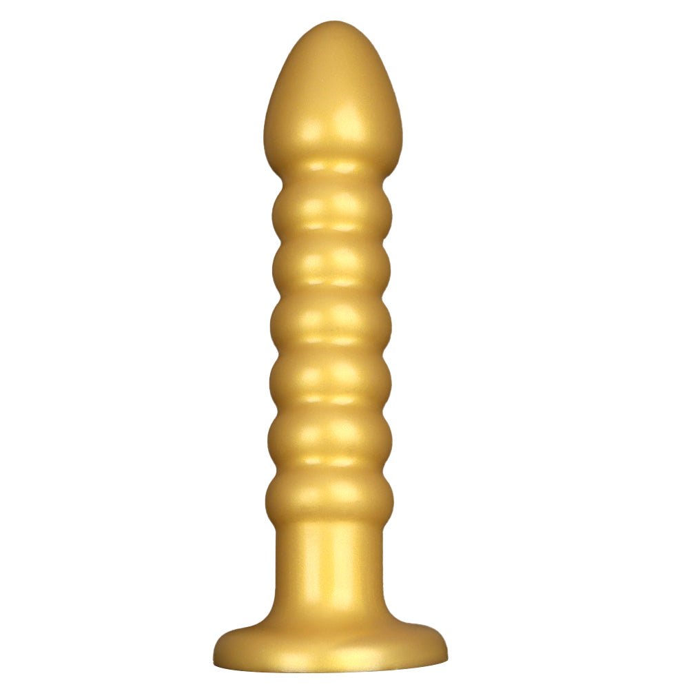 MinYn アナルプラグ ゴールド 凹凸あり 液体シリコン 吸盤付き 二つのサイズ - TaRiss's