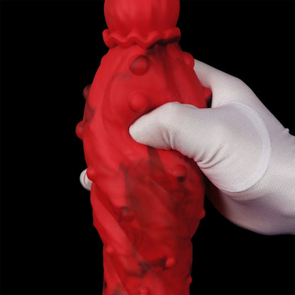 MinYn アナルプラグ 吸盤付き 凹凸あり レッド 液体シリコン - TaRiss's