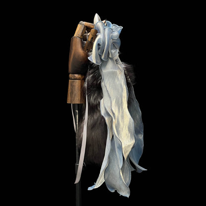 MinYn アナル尻尾 アナルプラグ キツネの毛皮 ブルー・グレー系のリボン - TaRiss's