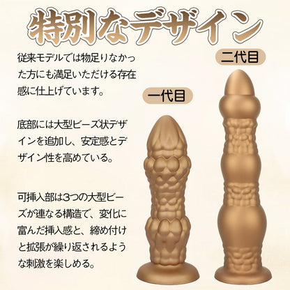 MinYn リヤム二代目 アナルプラグ アナル開発 凹凸あり 吸盤仕様 液体シリコン 二つのサイズ - TaRiss's