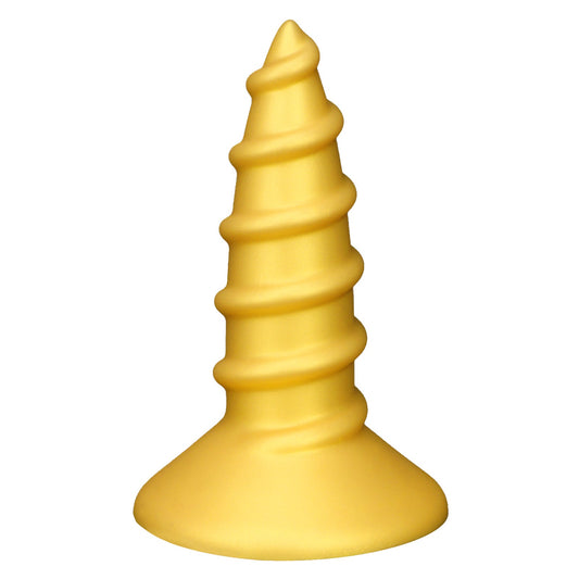 MinYn アナルプラグ ネジ山形 吸盤付き 液体シリコン ゴールド - TaRiss's