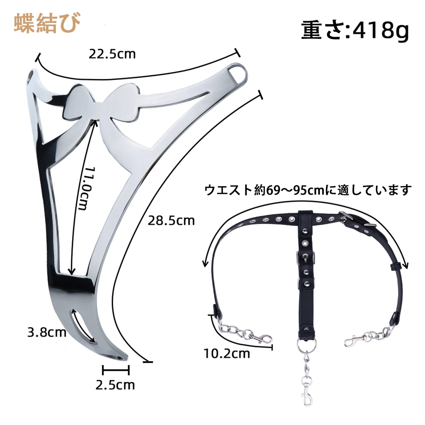 MinYn 貞操帯 T型 ベルト付き 取り外し可 ステンレス製 SM - TaRiss's