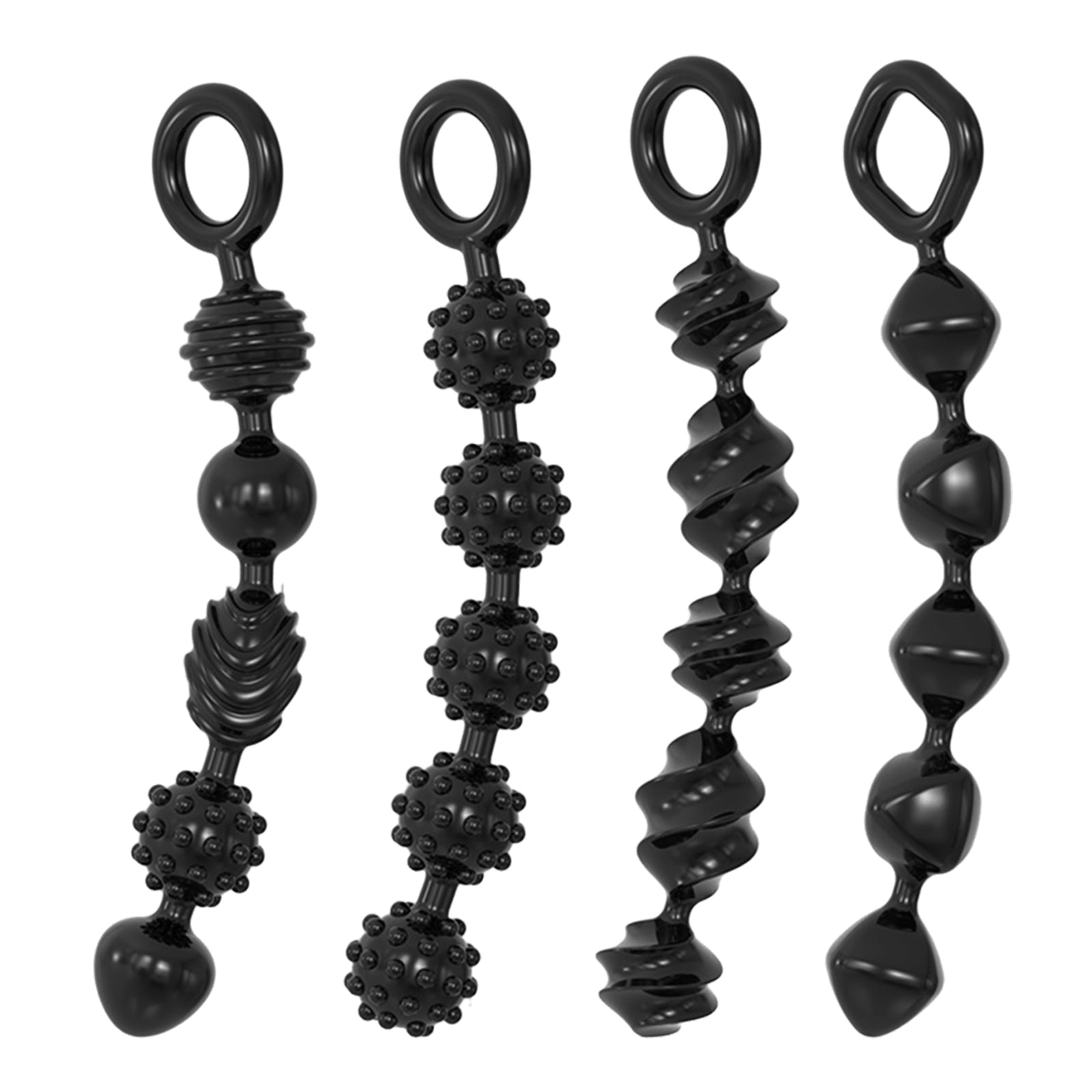 MinYn アナルビーズ 持ち手ある 四点セット 初心者向け TPE - TaRiss's