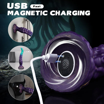 NIGHTLOOM アナルプラグ 凹凸あり 触手 10段階振動モード 吸盤付き 液体シリコン 混色仕様 - TaRiss's