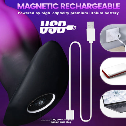 NIGHTLOOM アナルプラグ 10種類振動モード 凹凸あり アナル開発 アンカー形台座 ディルド 液体シリコン - TaRiss's