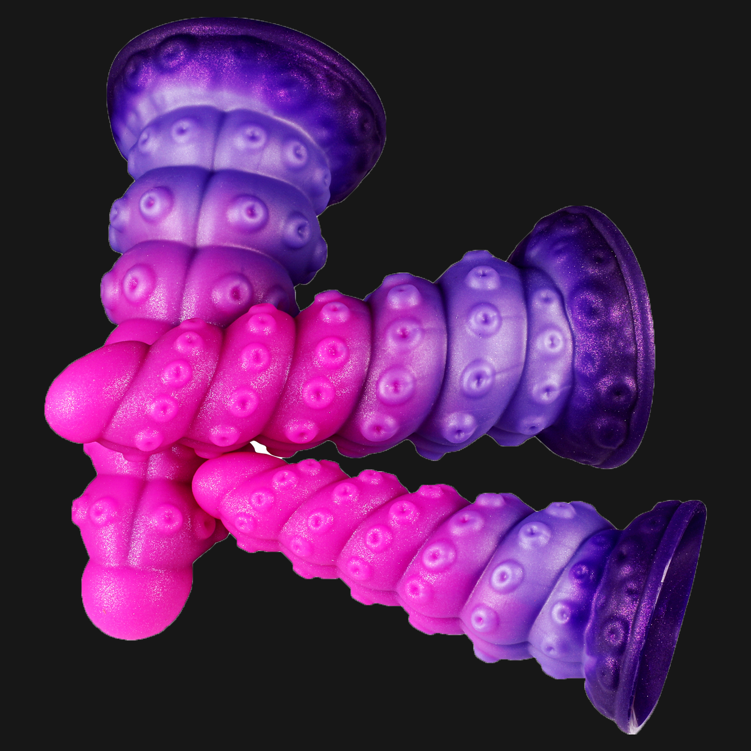 NIGHTLOOM アナルプラグ 凹凸あり 触手 吸盤付き タコ 混色仕様 液体シリコン - TaRiss's