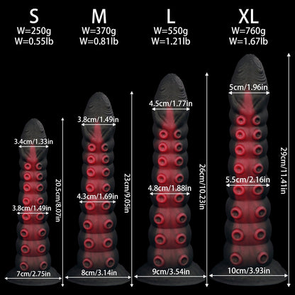 NIGHTLOOM アナルプラグ 凹凸あり 触手 タコ シリコン製 吸盤付き 混色仕様 四つのサイズ - TaRiss's