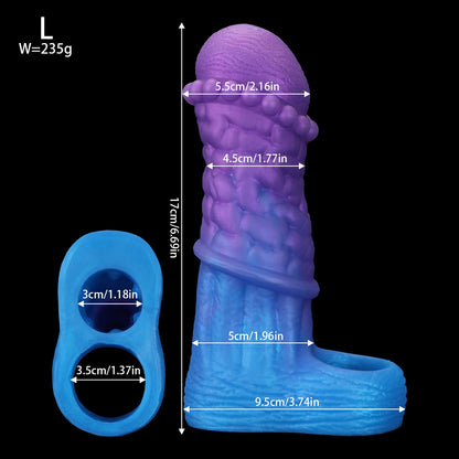 NIGHTLOOM ペニスサック 非貫通式 凹凸あり 陰茎袖 ペニスリング 混色仕様 液体シリコン - TaRiss's