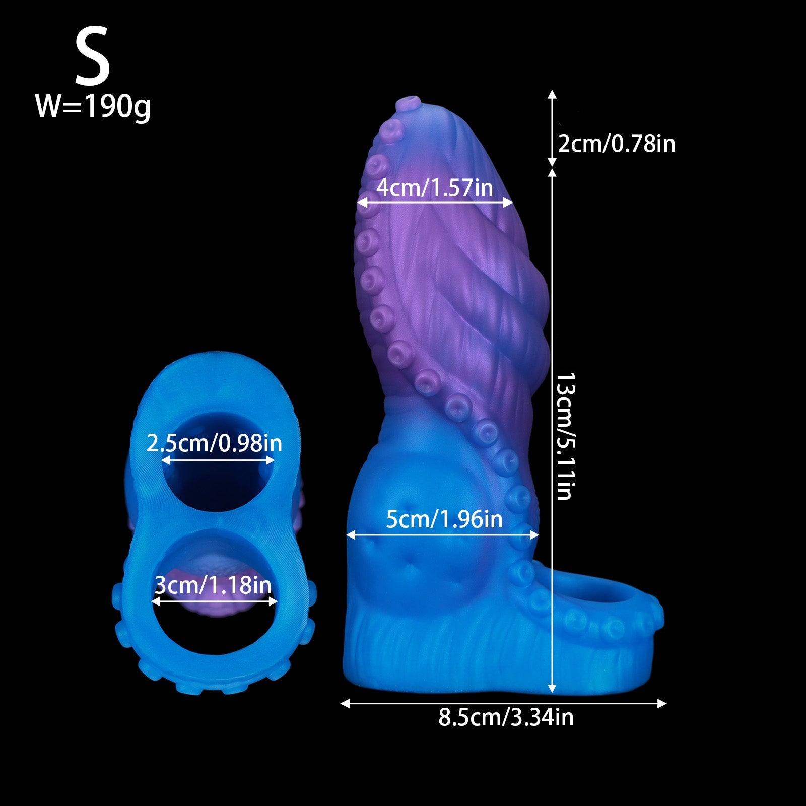 NIGHTLOOM ペニスサック 凹凸あり 非貫通式 タコの触手 吸盤 ペニスリング 陰茎袖 混色仕様 液体シリコン - TaRiss's