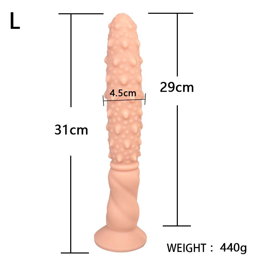 NIGHTLOOM アナルプラグ 凹凸あり 吸盤付き 液体シリコン スパイク付き棍棒 肌色 4.5cmX31cm - TaRiss's