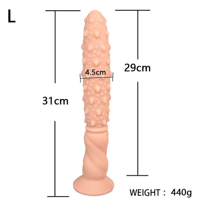 NIGHTLOOM アナルプラグ 凹凸あり 吸盤付き 液体シリコン スパイク付き棍棒 肌色 4.5cmX31cm - TaRiss's