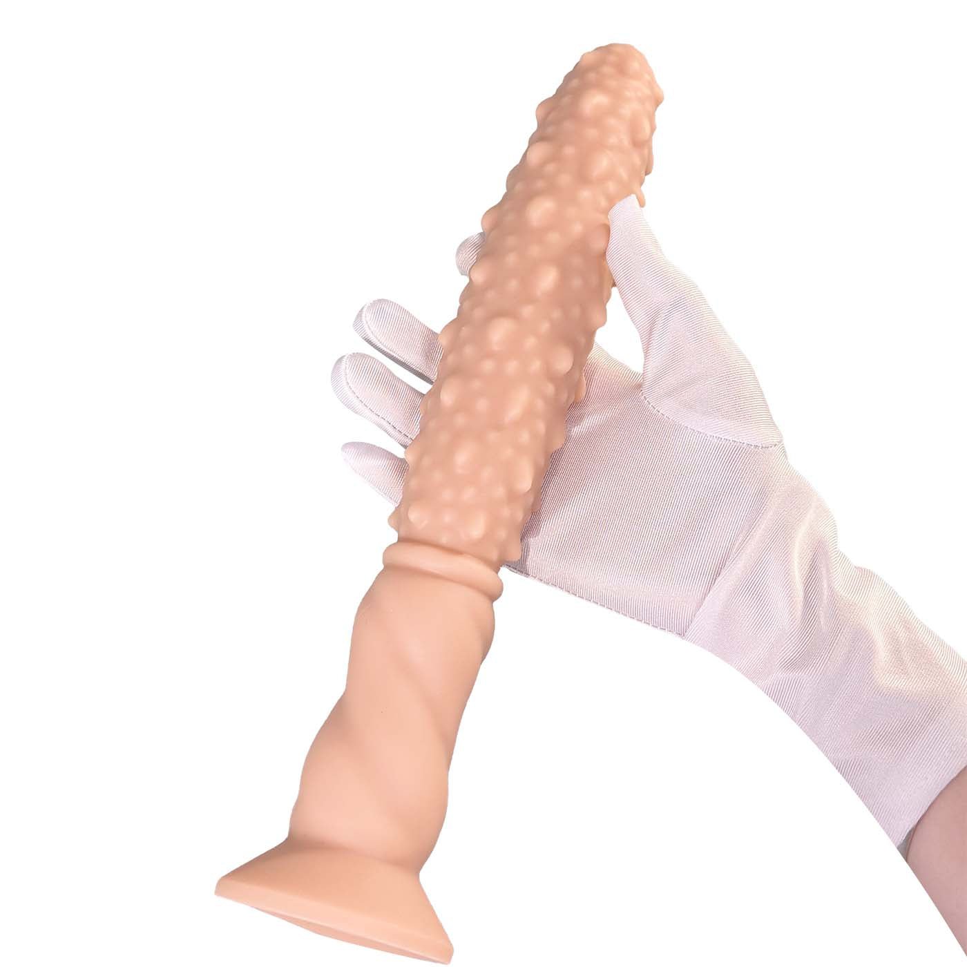 NIGHTLOOM アナルプラグ 凹凸あり 吸盤付き 液体シリコン スパイク付き棍棒 肌色 4.5cmX31cm - TaRiss's