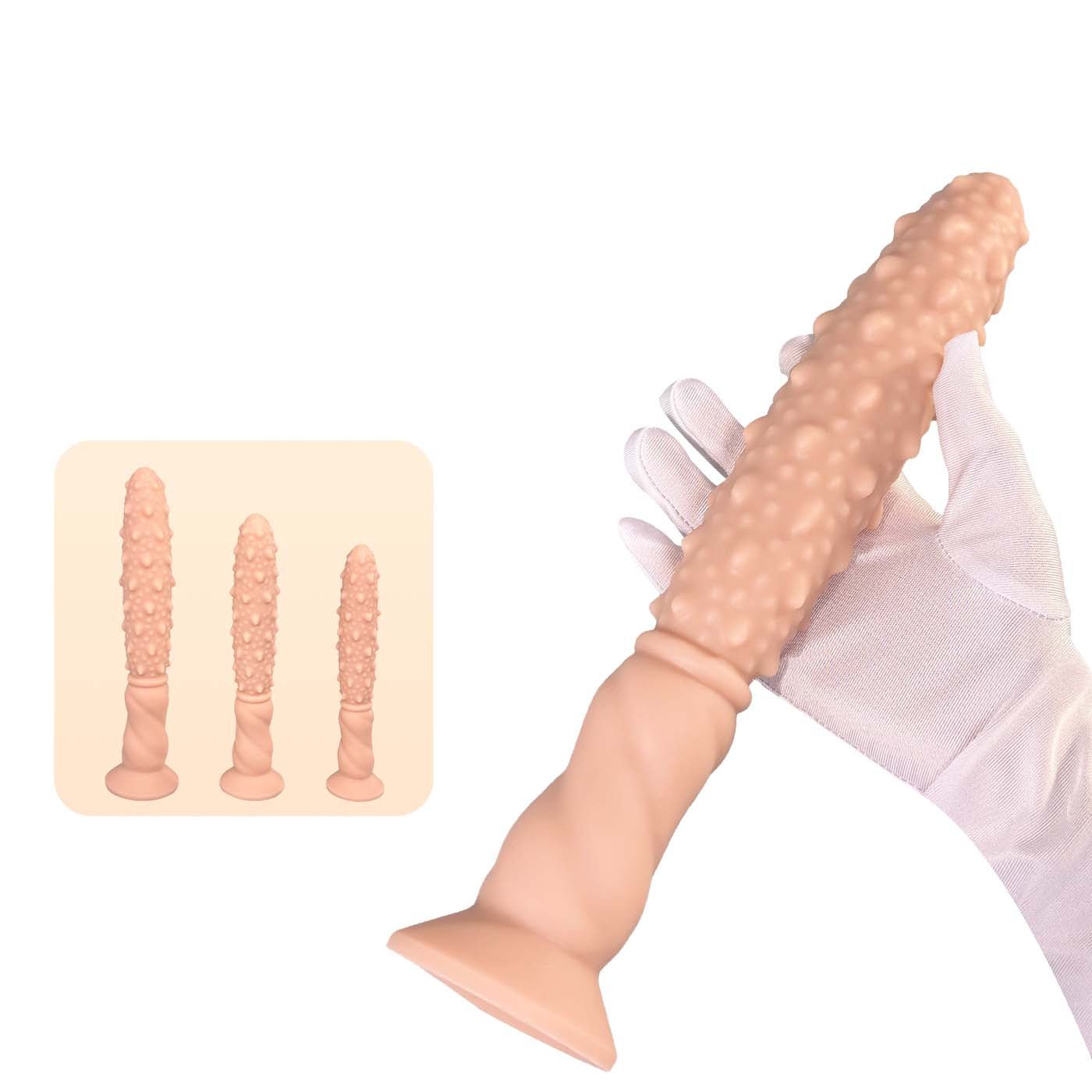 NIGHTLOOM アナルプラグ 凹凸あり 吸盤付き 液体シリコン スパイク付き棍棒 肌色 4.5cmX31cm - TaRiss's