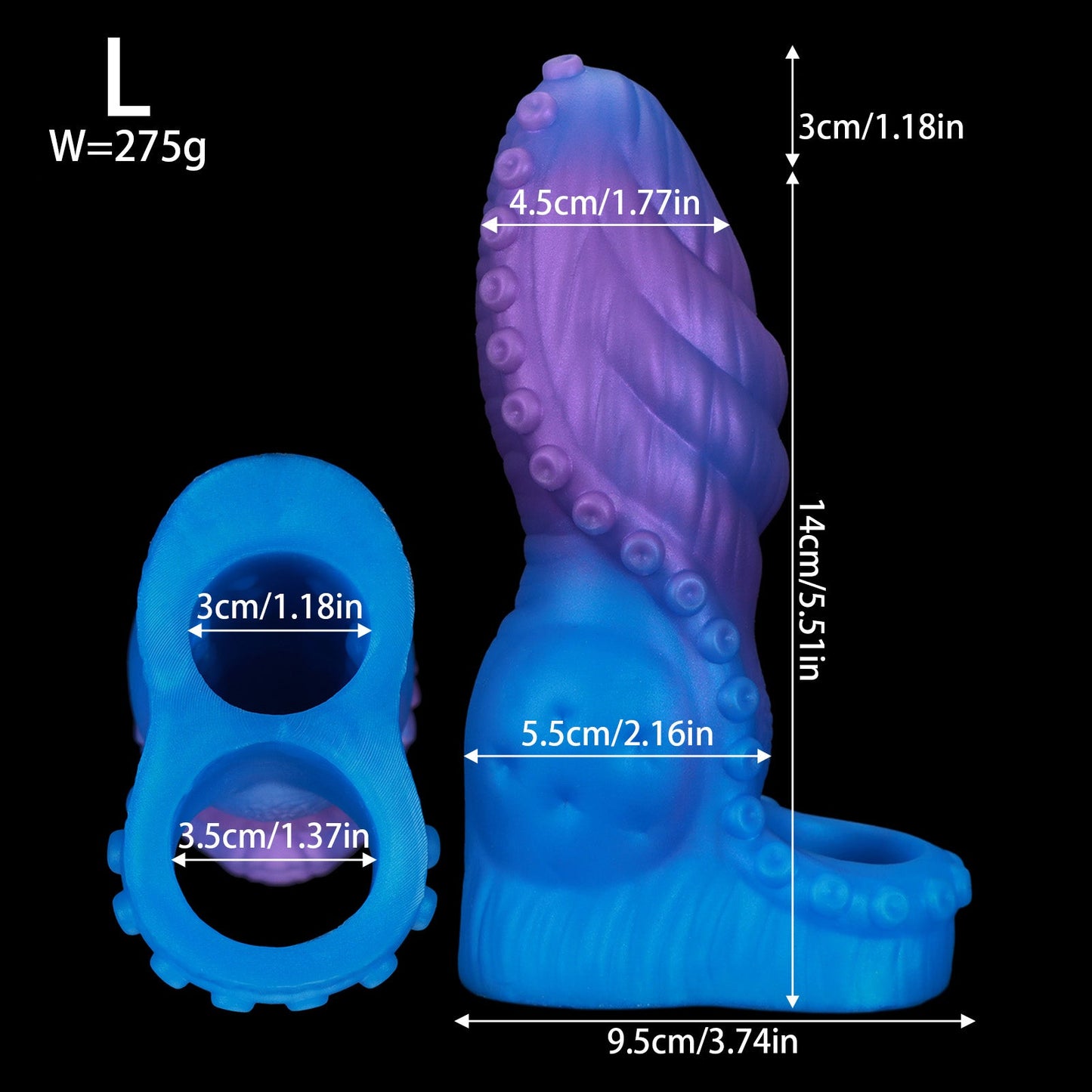 NIGHTLOOM ペニスサック 凹凸あり 非貫通式 タコの触手 吸盤 ペニスリング 陰茎袖 混色仕様 液体シリコン - TaRiss's