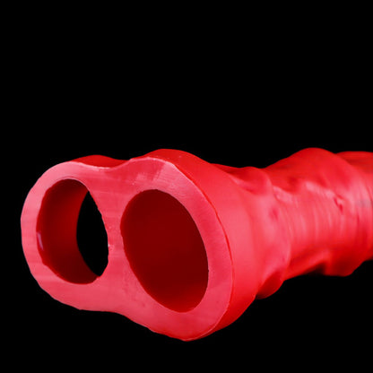 NIGHTLOOM ペニスサック 非貫通式 凹凸あり 馬スタイル 陰茎袖 ペニスリング レッド 液体シリコン - TaRiss's