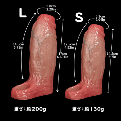NIGHTLOOM ペニスサック 貫通式 凹凸あり リアルな血管 陰茎袖 ペニスリング 液体シリコン 二つのサイズ - TaRiss's