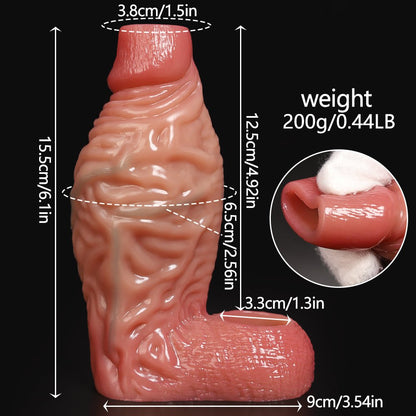 NIGHTLOOM ペニスサック 貫通式 凹凸あり リアルな血管 陰茎袖 ペニスリング 液体シリコン - TaRiss's